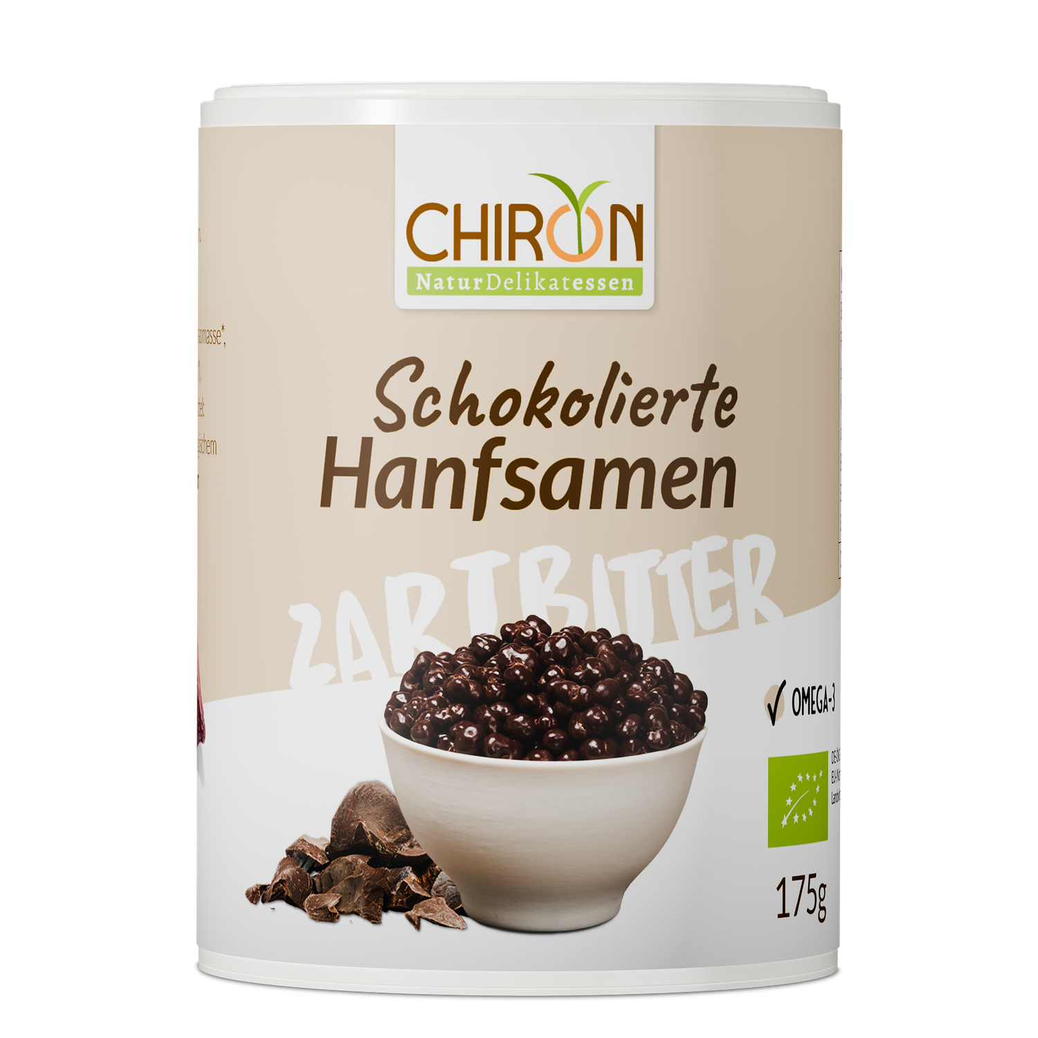 Hanfsamen fein schokoliert, mit Zartbitterschokolade,  175 g