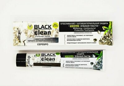 Black Clean. Dentífrico "Blanqueamiento+protección antibacteriana con plata y carbón activado", 85 g.