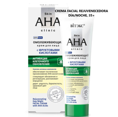 PIEL AHA Clinic Crema Antiedad para Rostro con Ácidos de Frutas, día/noche, 50 ml.