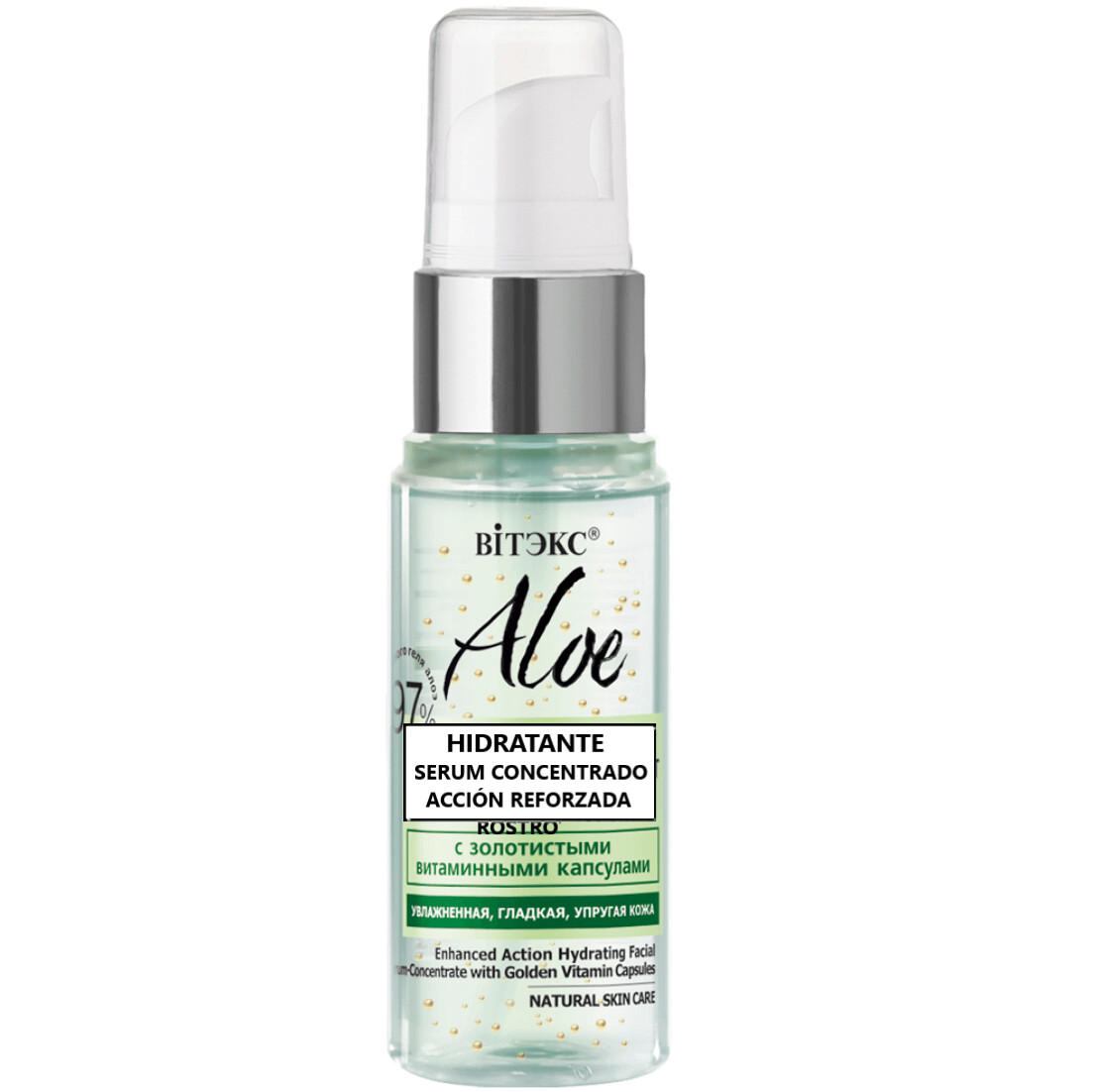 ALOE 97% Serum Concentrado Rostro con Cápsulas de Vitaminas. Hidratación, 30 ml.