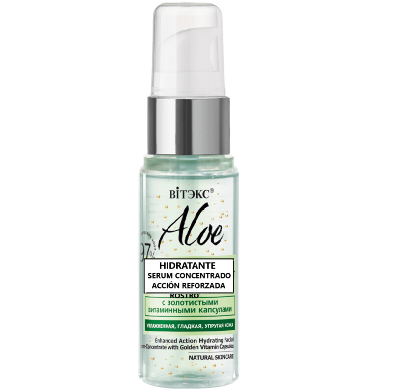 ALOE 97% Serum Concentrado Rostro con Cápsulas de Vitaminas. Hidratación, 30 ml.
