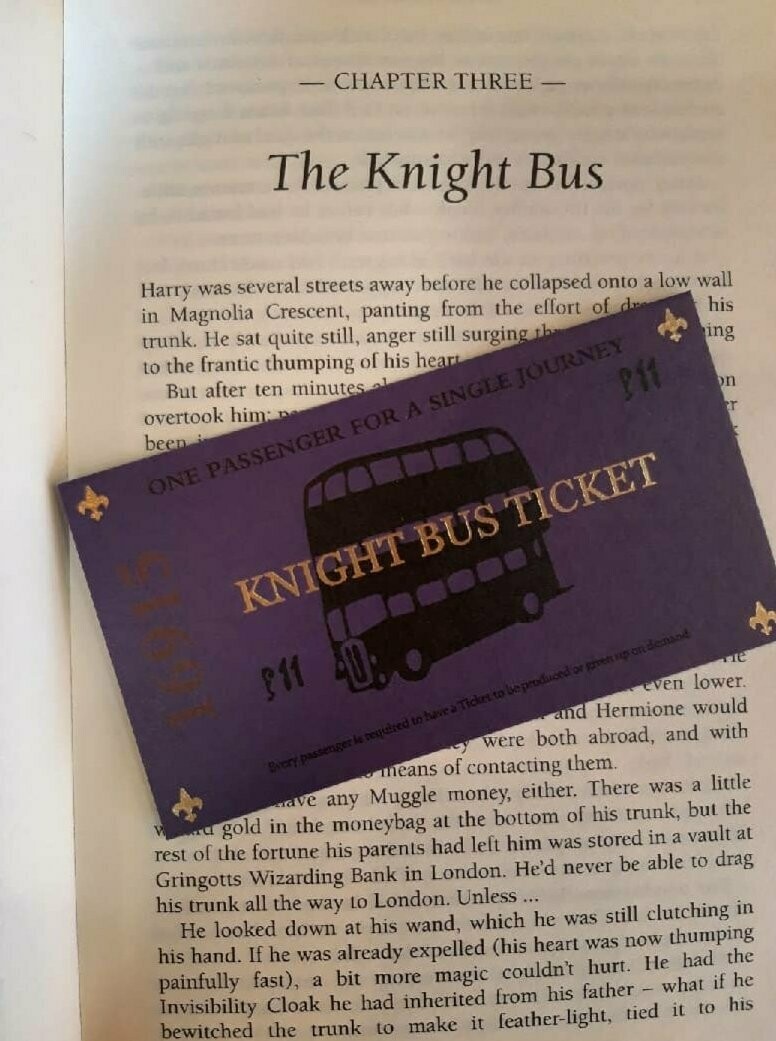 REPLICA BILLETE BUS NOCTAMBULO HARRY POTTER UNIDAD