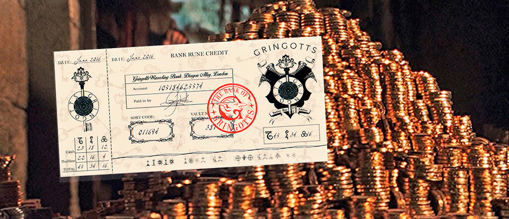 REPLICA CHEQUE GRINGOTTS HARRY POTTER UNIDAD