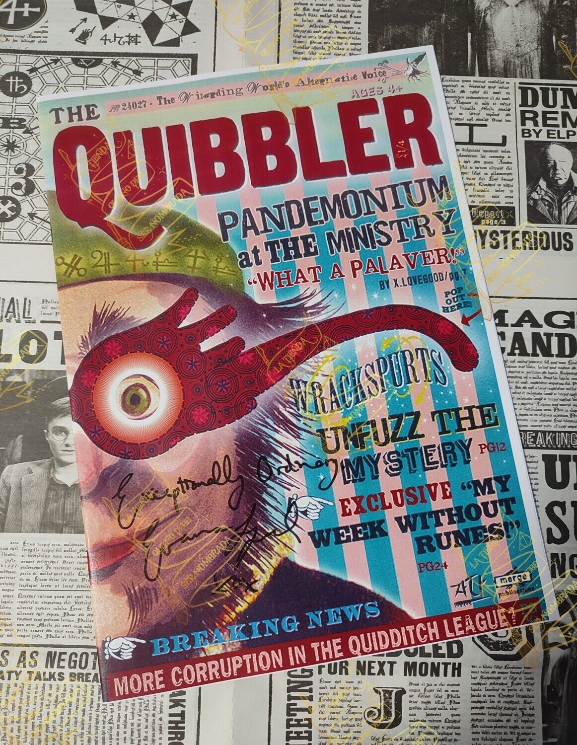 REPLICA REVISTA QUIBBLER FIRMADA POR LUNA LOVEGOOD (EVANNA LYNCH)