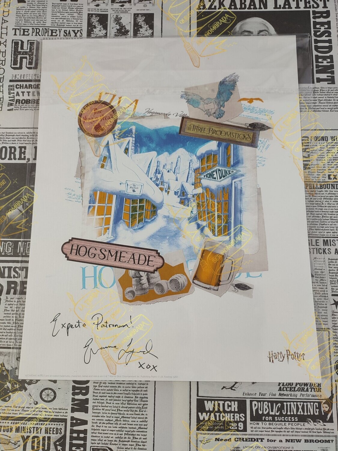LITOGRAFIA HOGSMEADE FIRMADA POR LUNA LOVEGOOD (EVANNA LYNCH)