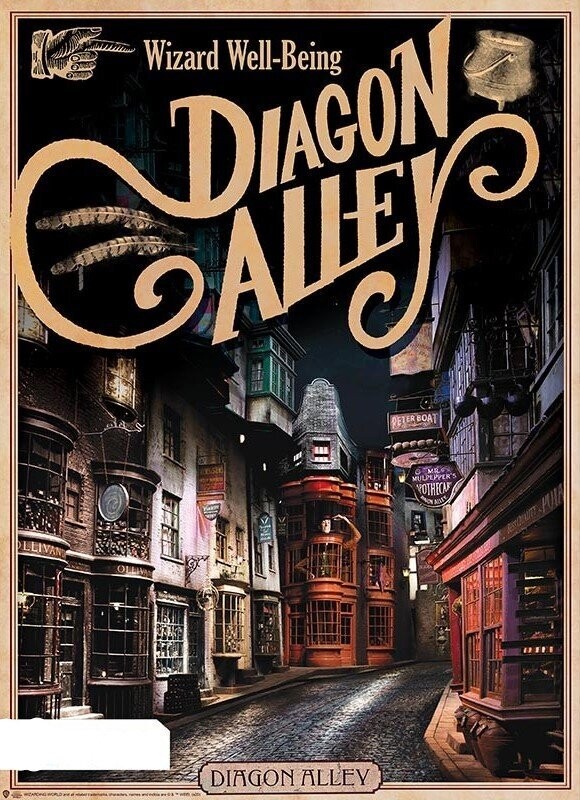 SET 2 POSTERS RETRO HOGWARTS & DIAGON ALLEY HARRY POTTER