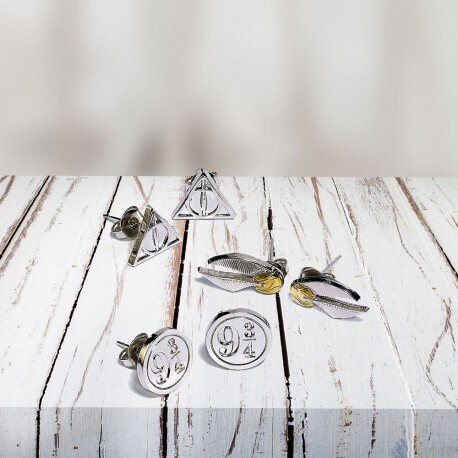 SET PENDIENTES 3 PARES RELIQUIAS SNITCH 93/4 HARRY POTTER THE CARAT SHOP