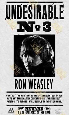 PERGAMINO RON WEASLEY UNDESIRABLE Nº3 HARRY POTTER