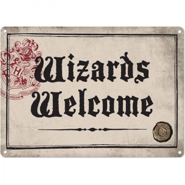 PLACA METALICA WIZARDS WELCOME HARRY POTTER