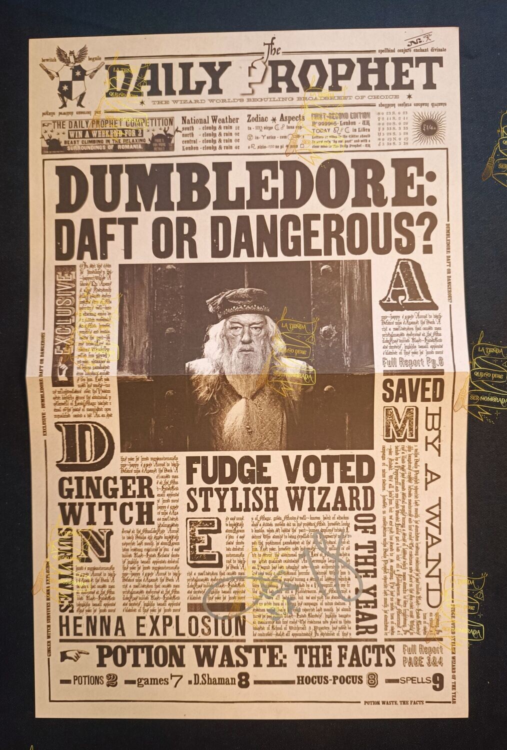 PERIODICO THE DAILY PHOPHET FIRMADA POR SEAMUS FINNIGAN (DEVON MURRAY)