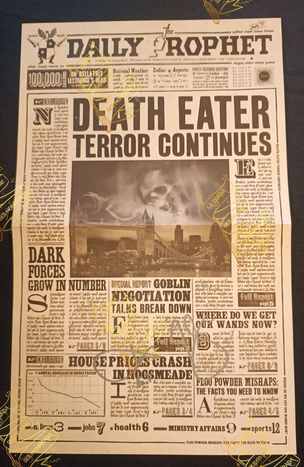 PERIODICO THE DAILY PHOPHET FIRMADA POR SEAMUS FINNIGAN (DEVON MURRAY)
