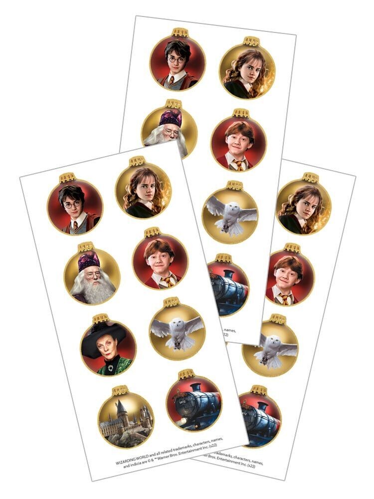 SET PEGATINAS BOLAS NAVIDAD PERSONAJE LUGARES MAGICOS HARRY POTTER