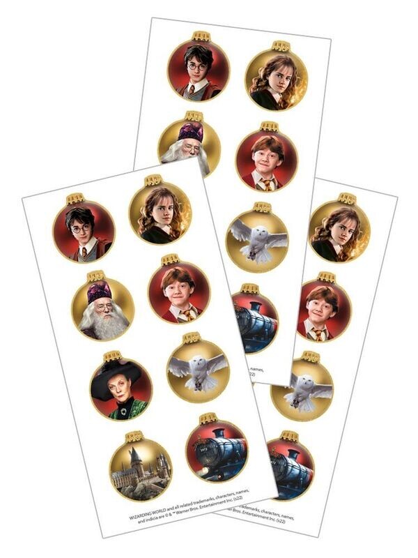 SET PEGATINAS BOLAS NAVIDAD PERSONAJE LUGARES MAGICOS HARRY POTTER