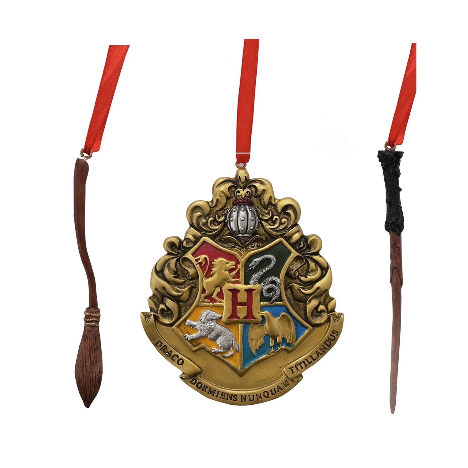 SET 3 ADORNOS HOGWARTS VARITA NIMBUS 2000 HARRY POTTER