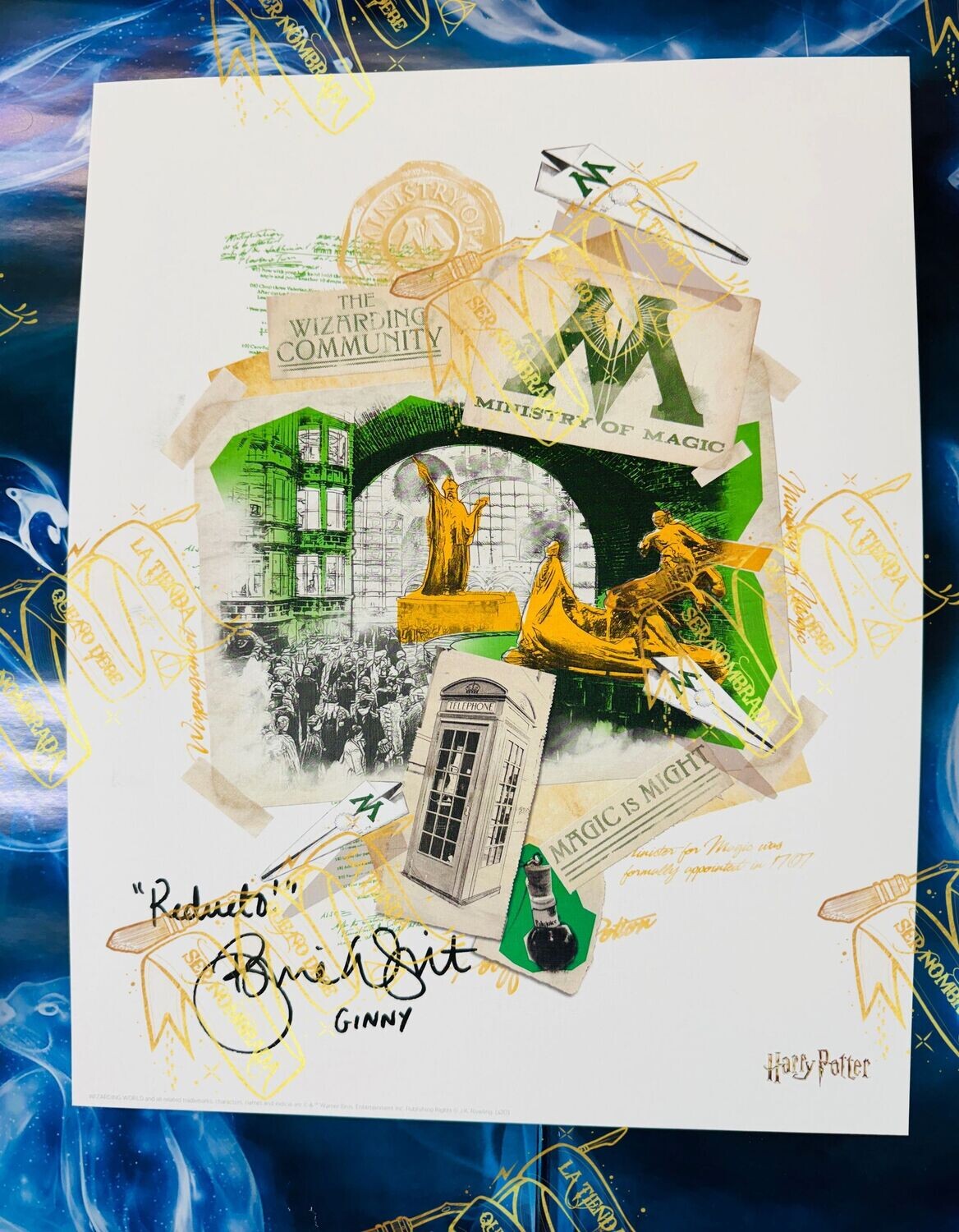 LITOGRAFIA MINISTERIO DE MAGIA FIRMADA POR GINNY WEASLEY (BONNIE WRIGHT)