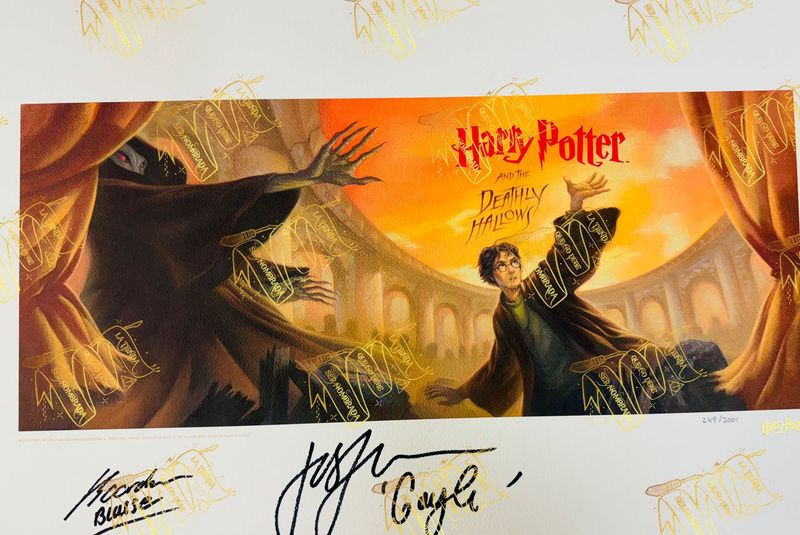 LITOGRAFIA HARRY POTTER Y LAS RELIQUIAS DE LA MUERTE FIRMADA POR GREGORY GOYLE (JOSH HERDMAN) Y BLAISE ZABINI (LOUIS CORDICE)