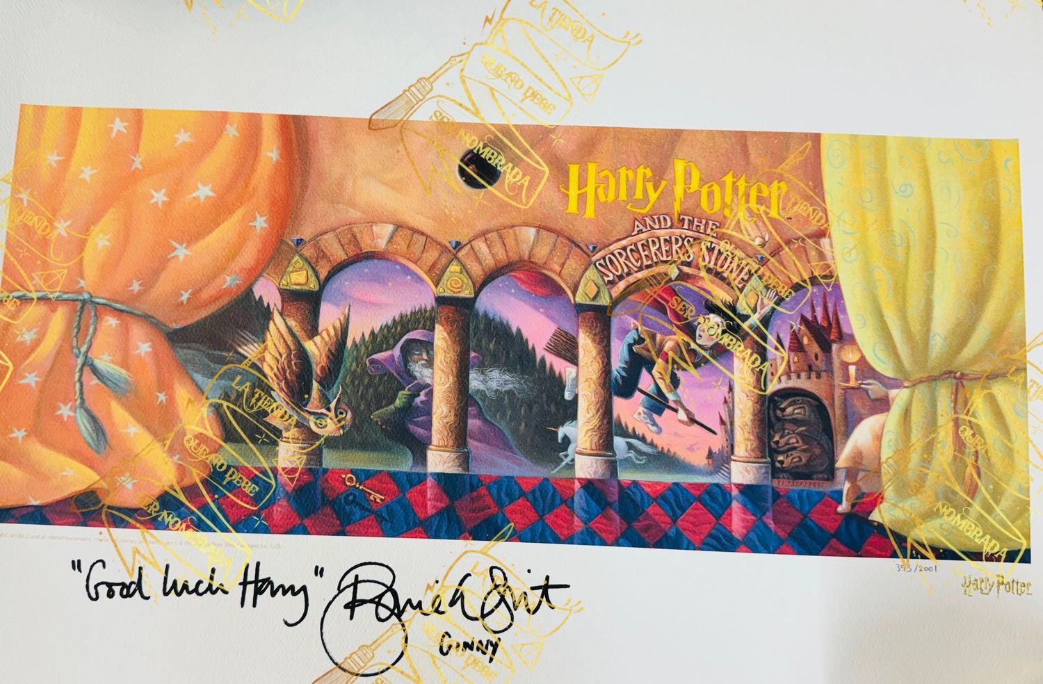 LITOGRAFIA HARRY POTTER Y LA PIEDRA FILOSOFAL FIRMADA POR GINNY WEASLEY (BONNIE WRIGHT)