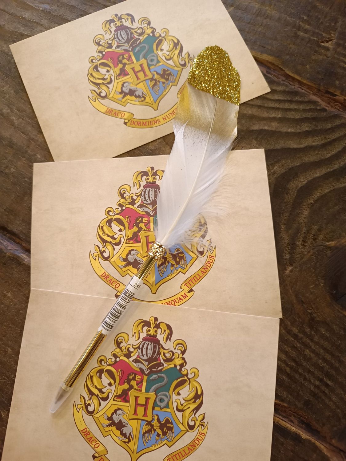 BOLIGRAFO PLUMA DORADO HARRY POTTER