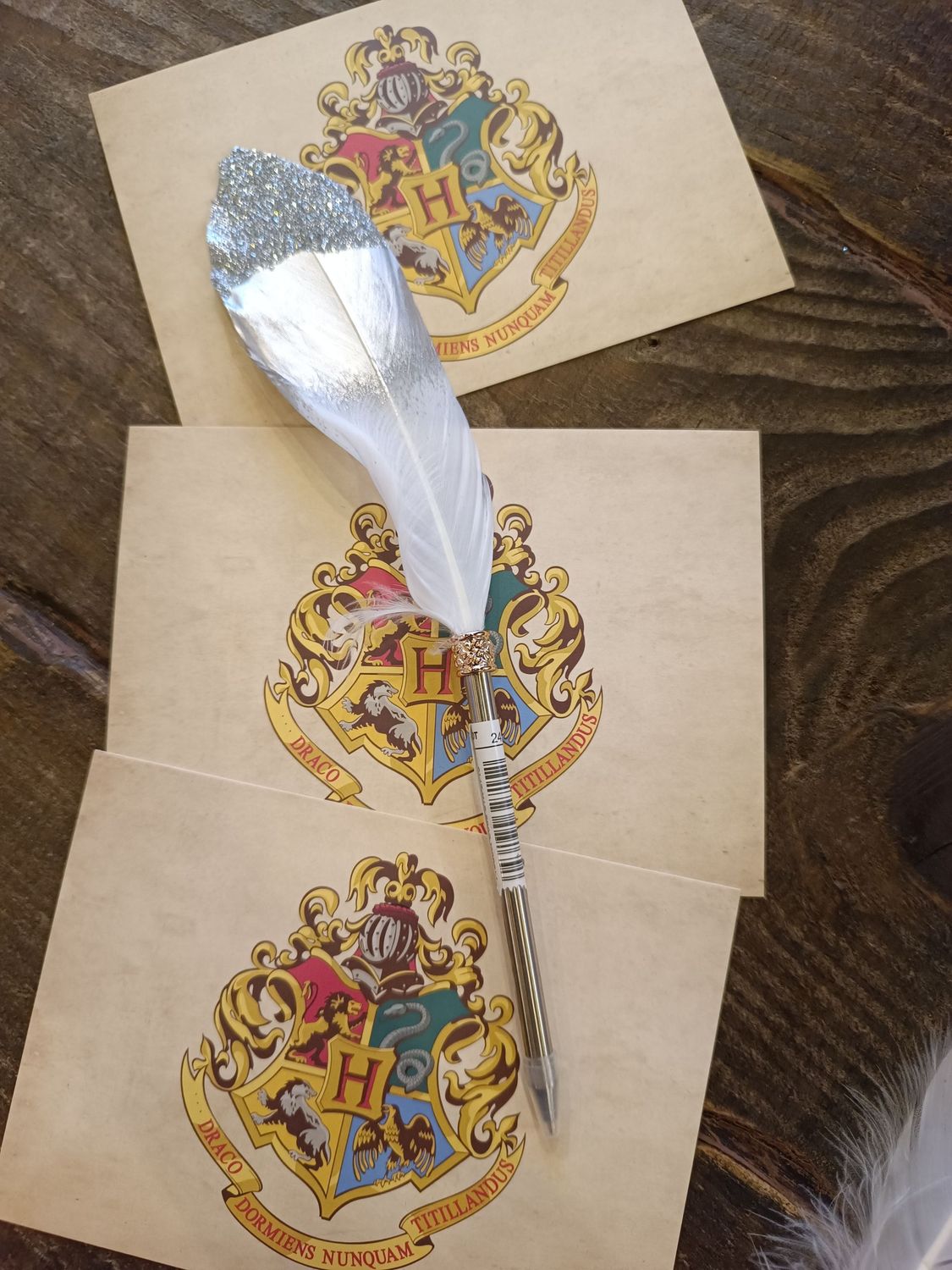 BOLIGRAFO PLUMA PLATEADO HARRY POTTER