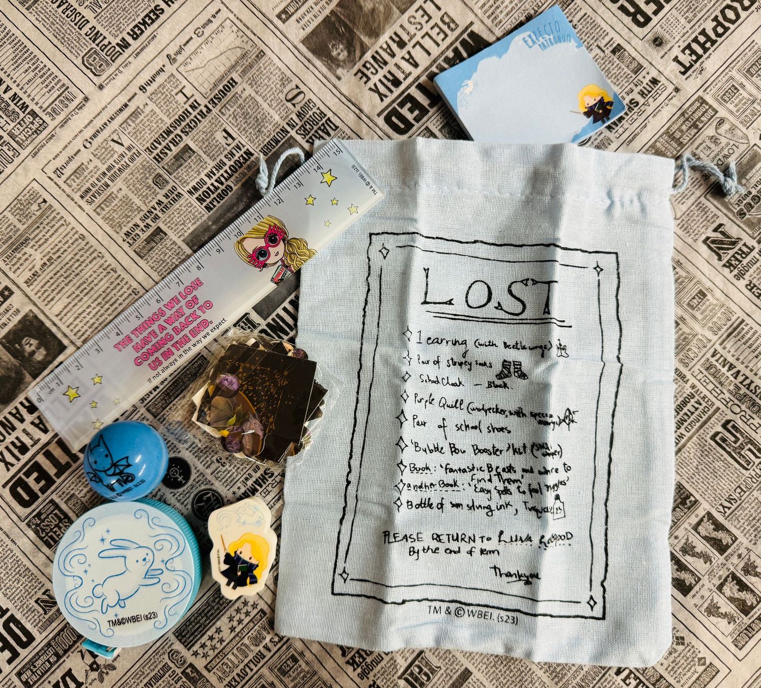 LOTE EXCLUSIVO PERTENENCIAS LUNA LOVEGOOD HARRY POTTER