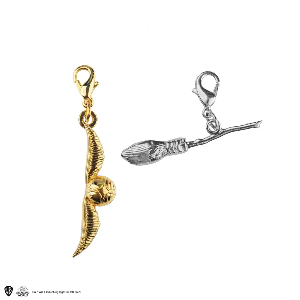 SET 2 CHARMS SNITCH DORADA & NIMBUS 2000 HARRY POTTER