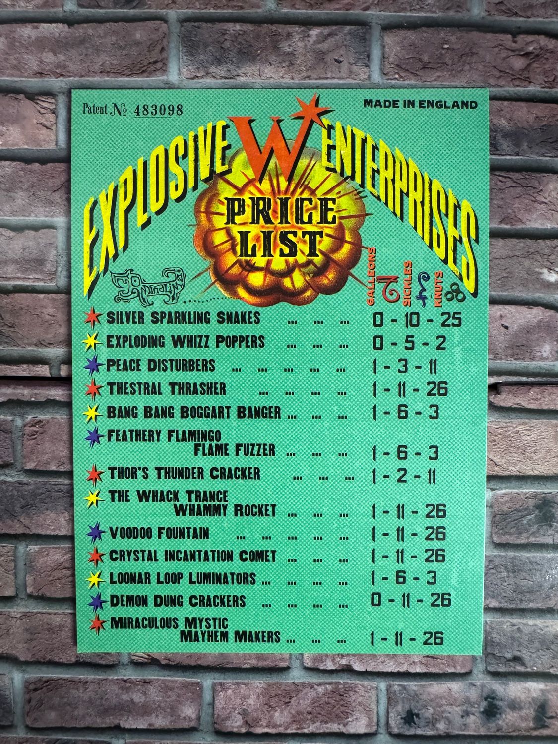 ​POSTAL EXPLOSIVE ENTERPRISES HARRY POTTER MINALIMA