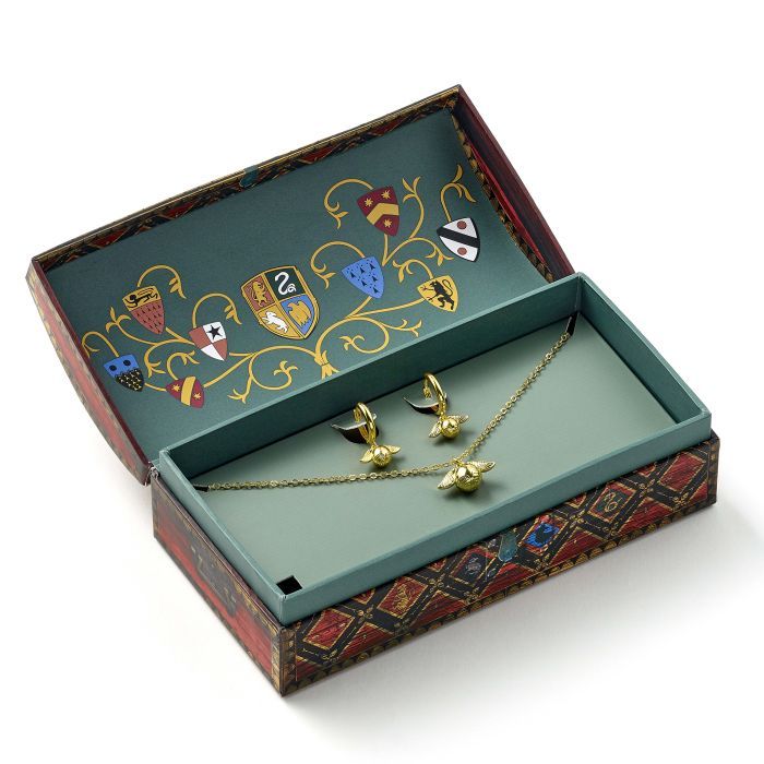 BAUL QUIDDITCH COLLAR & PENDIENTES SNITCH DORADA HARRY POTTER
