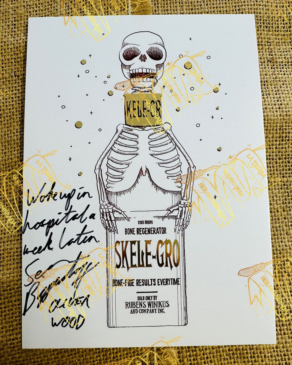 POSTAL MINALIMA CRECEHUESOS FIRMADA POR OLIVER WOOD (SEAN BIGGERSTAFF)