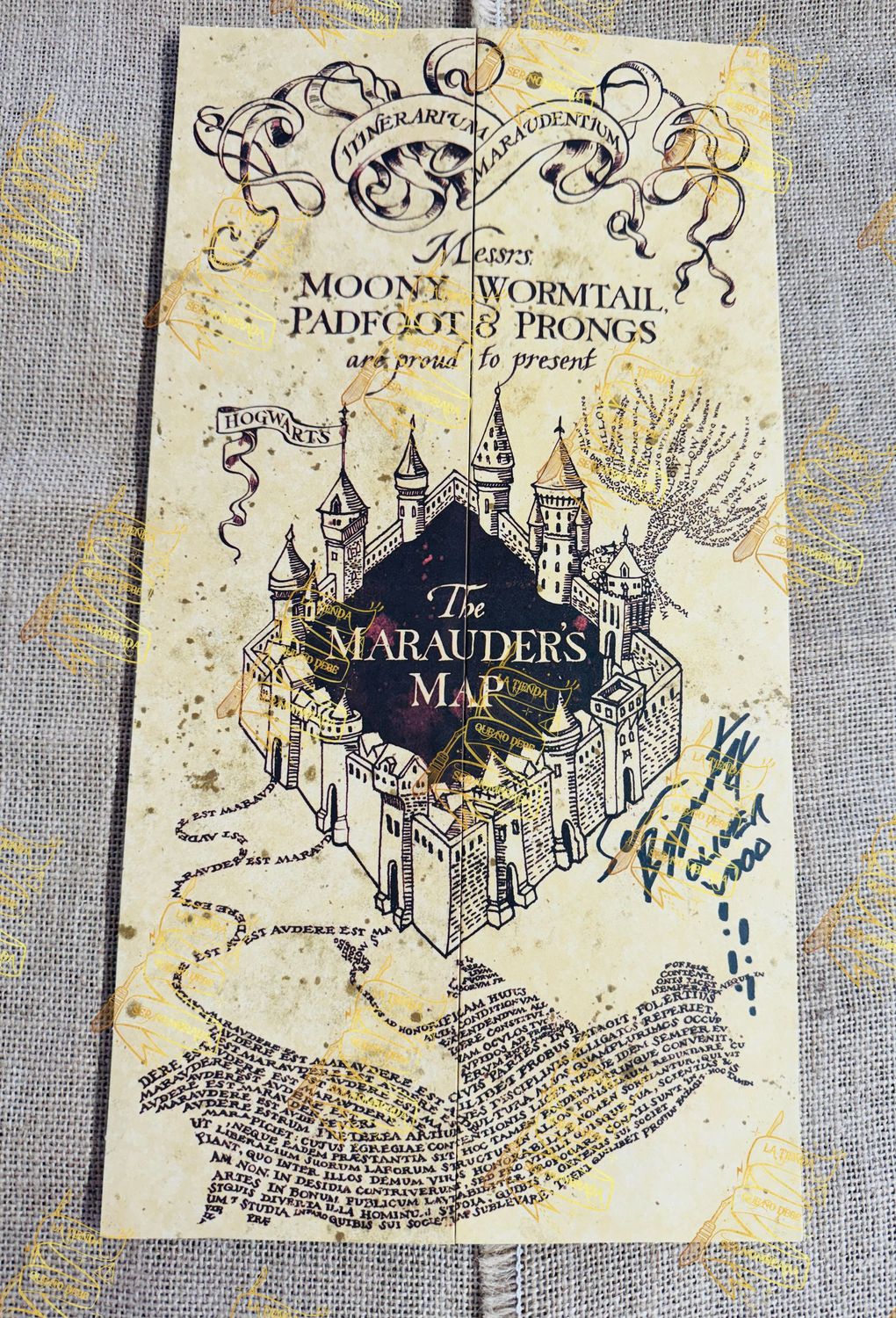 REPLICA MAPA DEL MERODEADOR FIRMADO POR VIKTOR KRUM (STAN YANEVSKI) & OLIVER WOOD (SEAN BIGGERSTAFF)