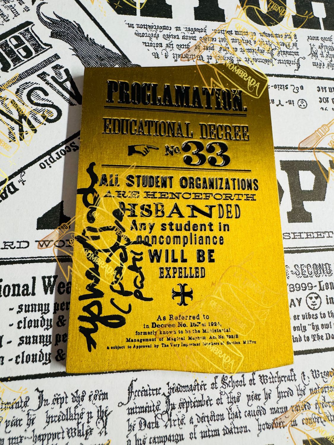 LINGOTE EJERCITO DUMBLEDORE FIRMADO POR PADMA PATIL (AFSHAN AZAD) LINGOTE EJERCITO DUMBLEDORE FIRMADO POR PADMA PATIL (AFSHAN AZAD)