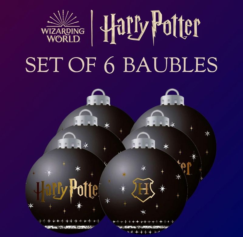 SET 6 BOLAS NAVIDAD NEGRAS HARRY POTTER
