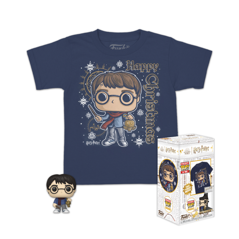 CAMISETA NAVIDAD LIMITED EDICION TALLA:S (NIÑOS) & MINI HARRY FUNKO POP HARRY POTTER