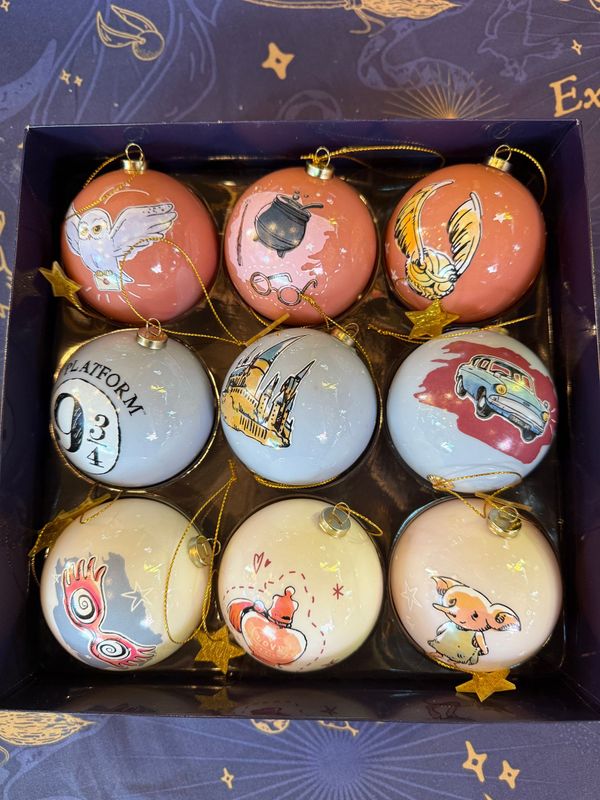 SET 9 BOLAS NAVIDAD ICONOS MAGICOS HARRY POTTER