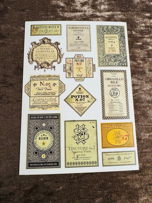 POSTAL ETIQUETA POCIONES HARRY POTTER MINALIMA