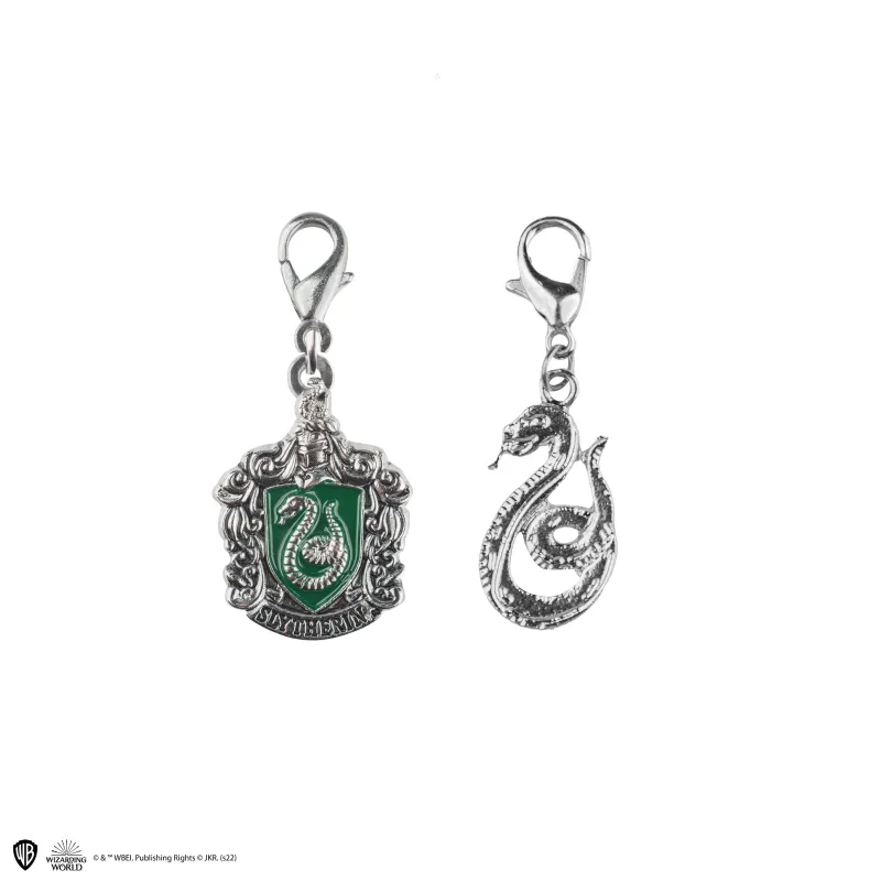 SET 2 CHARMS SERPIENTE & ESCUDO SLYTHERIN HARRY POTTER