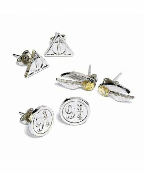 SET PENDIENTES 3 PARES RELIQUIAS SNITCH 93/4 HARRY POTTER THE CARAT SHOP