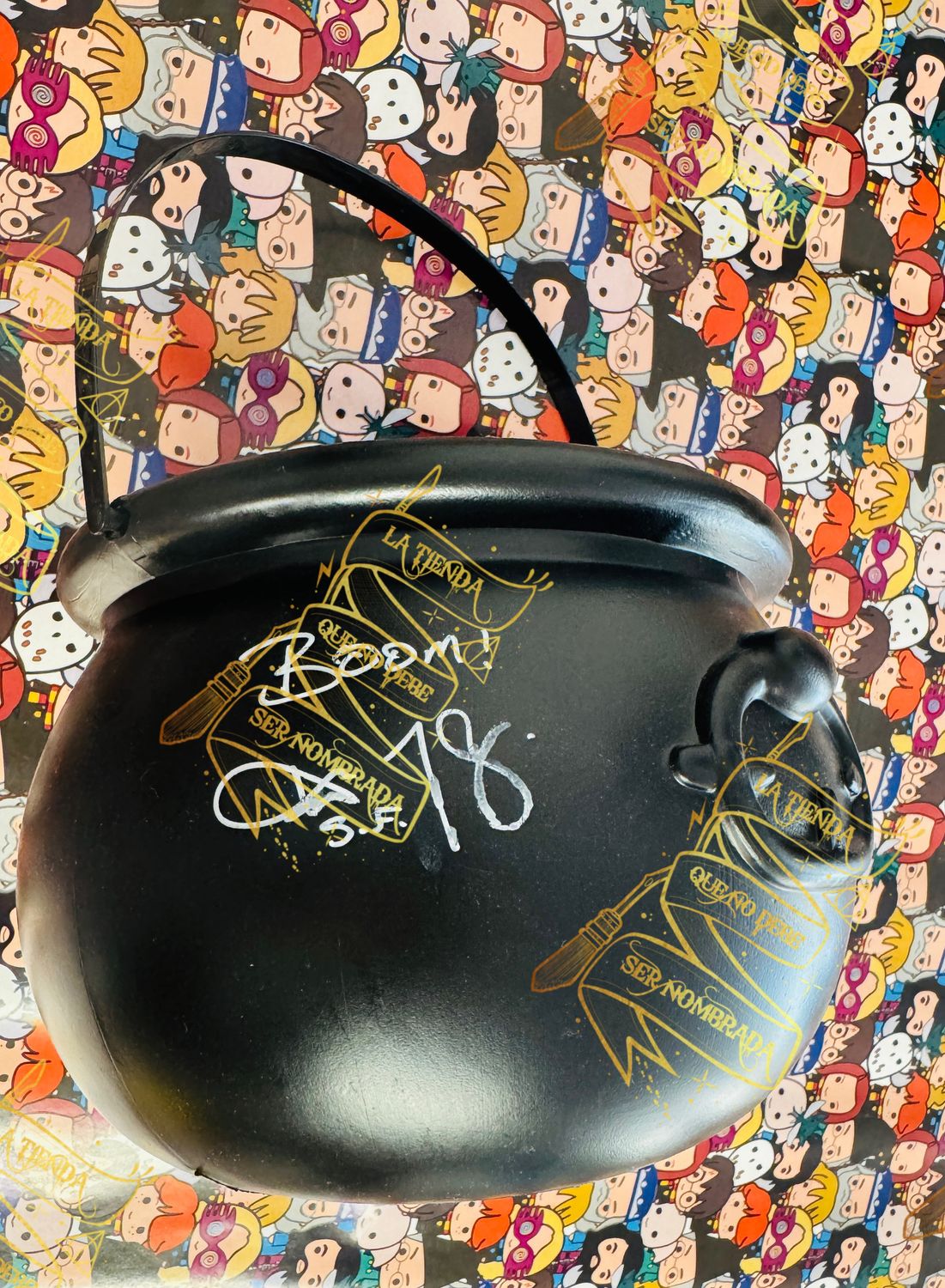 CALDERO FIRMADO POR SEAMUS FINNIGAN (DEVON MURRAY) & POR KATIE BELL (GEORGINA LEONIDAS)