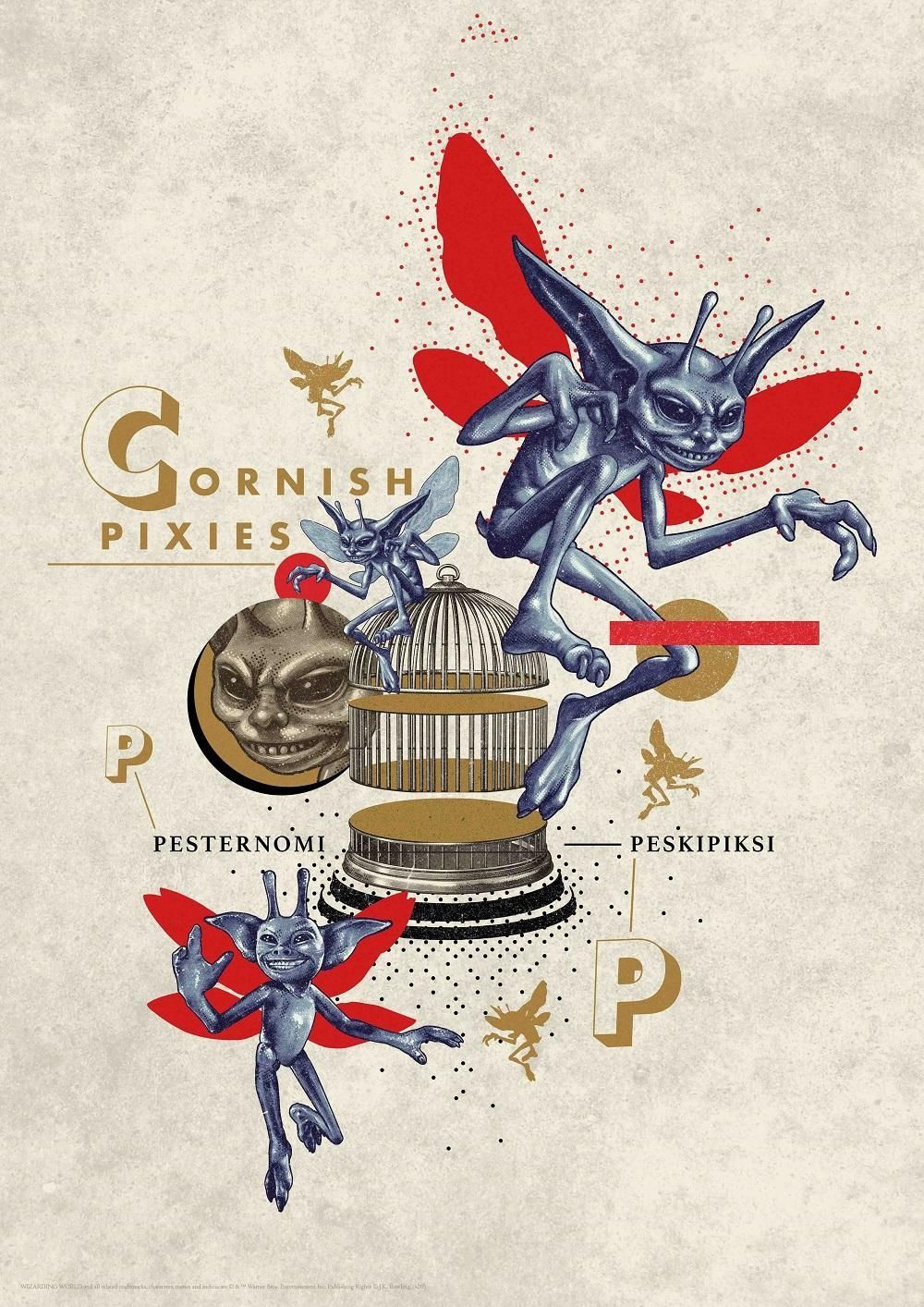 LITOGRAFIA PRINT CORNISH PIXIES LIMITED EDITION HARRY POTTER