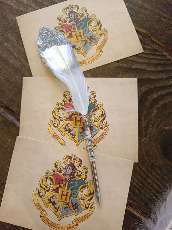 BOLIGRAFO PLUMA PLATEADO HARRY POTTER