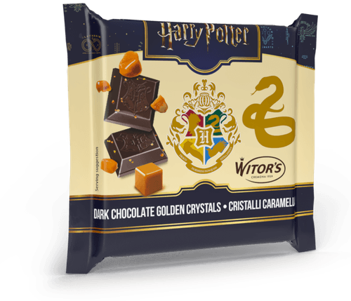 TABLETA CHOCOLATE NEGRO CRISTALES DORADOS HARRY POTTER