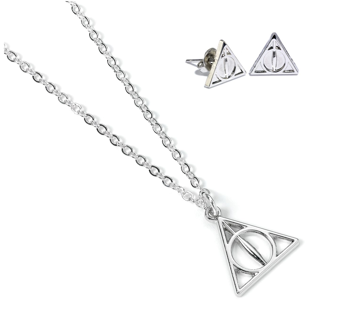 SET REGALO PENDIENTES & COLLAR RELIQUIAS MUERTE HARRY POTTER