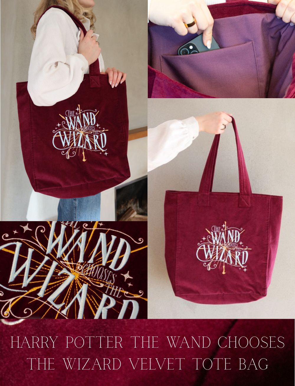 PREVENTA - BOLSA TERCIOPELO LA VARITA ESCOGE AL MAGO HARRY POTTER