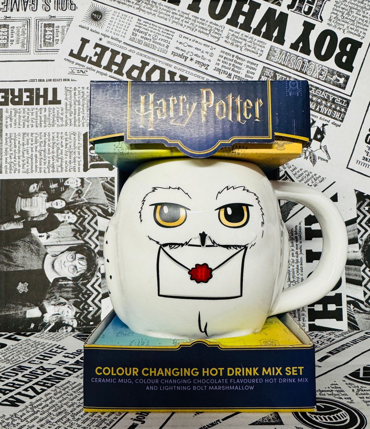 TAZA HEDWIG & CHOCOLATE CAMBIA COLOR MAGICO HARRY POTTER