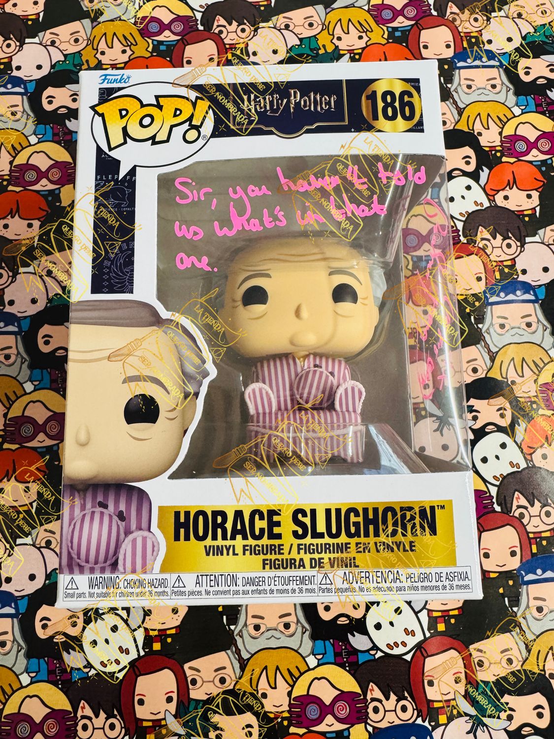 FUNKO POP DESCATALOGADO HORACE SLUGHORN FIRMADO POR KATIE BELL (GEORGINA LEONIDAS)