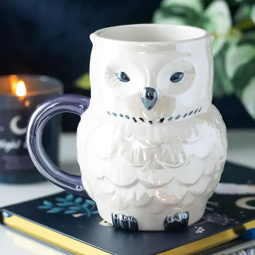 TAZA 3D LECHUZA BLANCA IRIDISCENTE TAZA 3D LECHUZA BLANCA IRIDISCENTE
