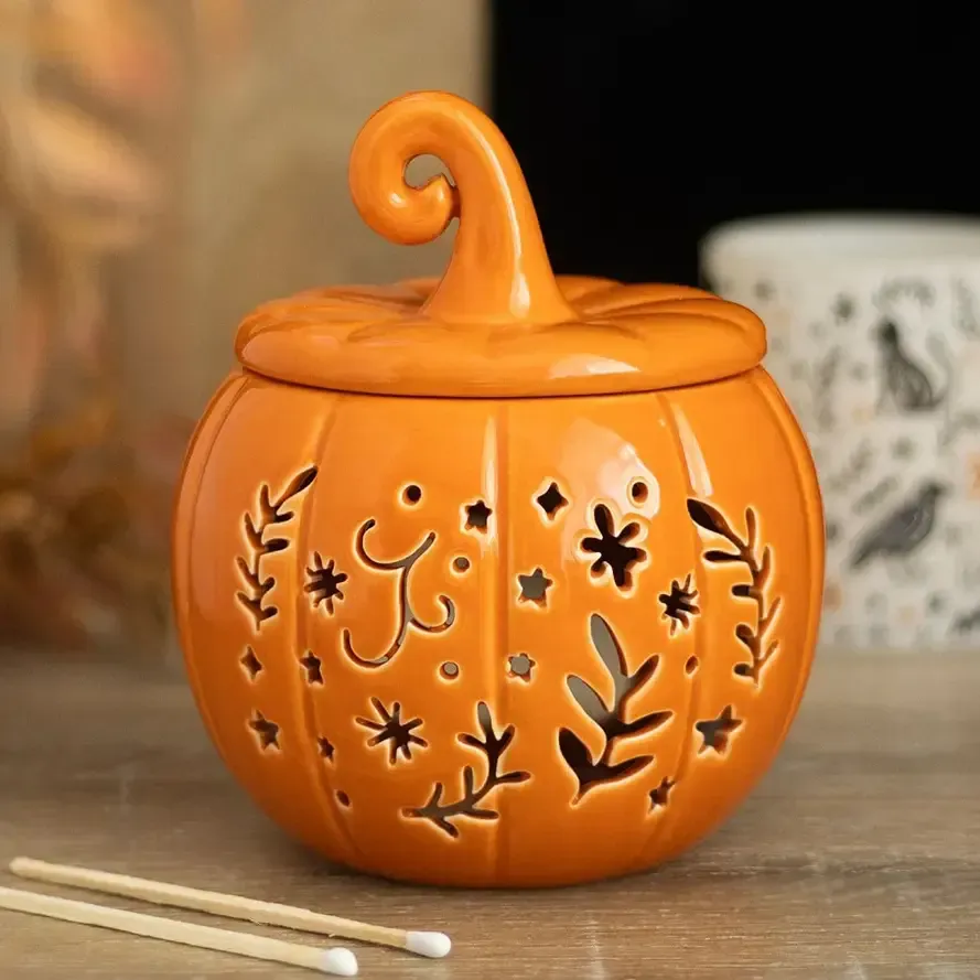 FIGURA CALABAZA CERAMICA QUEMADOR ACEITE & VELA FIGURA CALABAZA CERAMICA QUEMADOR ACEITE & VELA