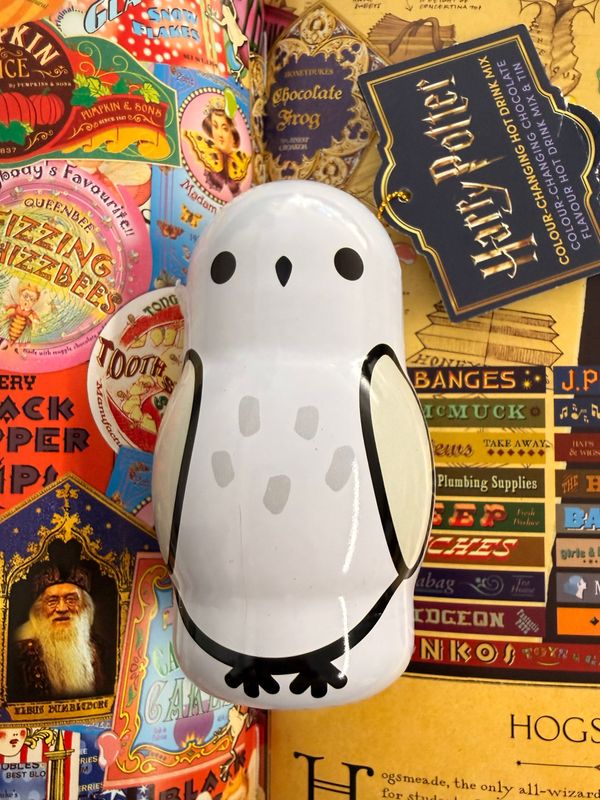 ADORNO METALICO HEDWIG & SOBRE CHOCOLATE MAGICO HARRY POTTER