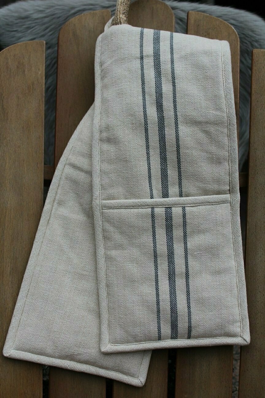 Topflappen doppelt Jute grau