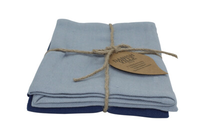 Herringbone kitchen towel 2 pce dark blue and petrol