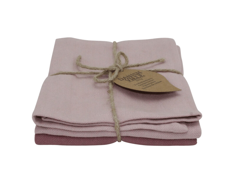 Fischgräten-Geschirrtuch staubig rosa und lila 2er Set Fischgräten-Geschirrtuch staubig rosa und lila 2er Set